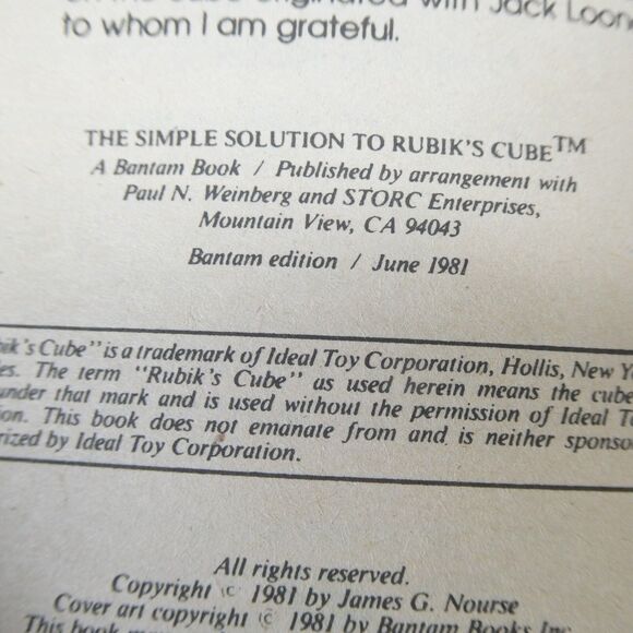 Rubik’s Cube Toy + Book Vintage The Simple Solution to Rubik's Cube 1981 - Picture 3 of 10